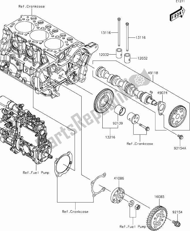 All parts for the 5 Valve(s)/camshaft(s) of the Kawasaki KAF 1000 Mule Pro-dx 2021