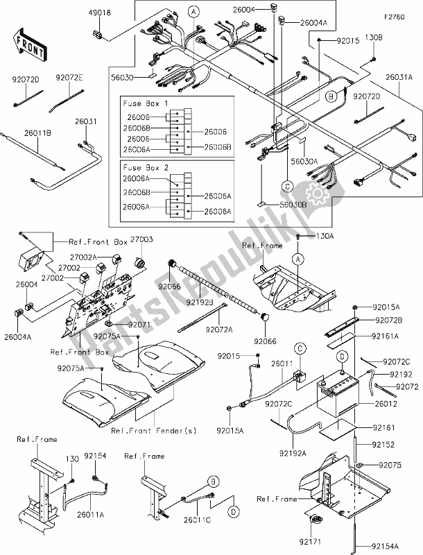 Toutes les pièces pour le 55 Chassis Electrical Equipment du Kawasaki KAF 1000 Mule Pro-dx 2021