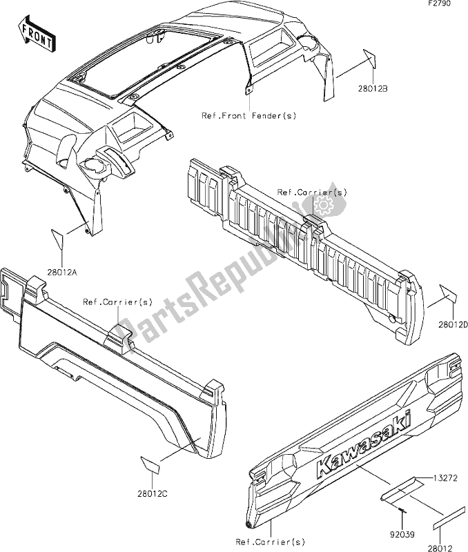 All parts for the 57 Reflectors(cn) of the Kawasaki KAF 1000 Mule Pro-dx 2021