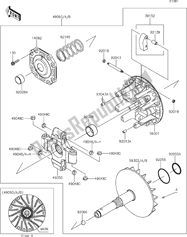 All parts for the 9 Drive Converter of the Kawasaki KAF 1000 Mule Pro-dx 2021