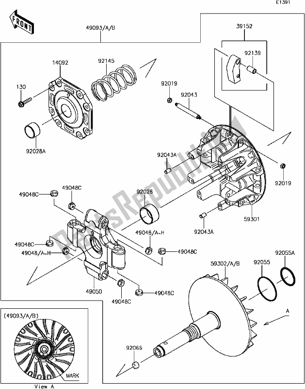 Todas as partes de B-11drive Converter do Kawasaki KAF 1000 Mule Pro-dx EPS Diesel 2017