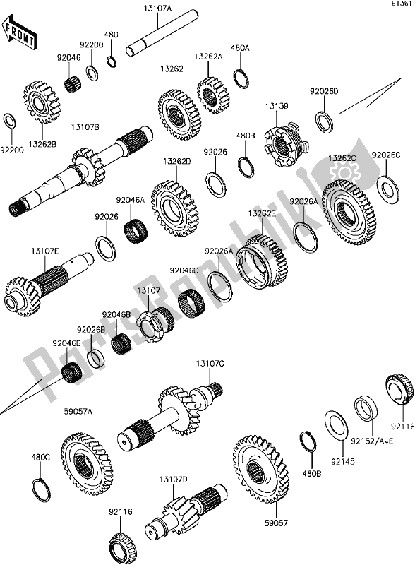 Todas as partes de B-9 Transmission do Kawasaki KAF 1000 Mule Pro-dx EPS Diesel 2017