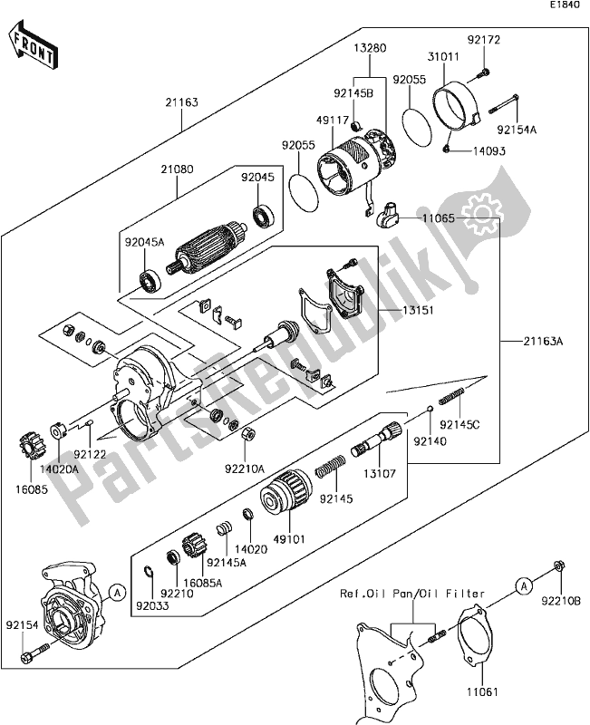 Toutes les pièces pour le C-10starter Motor du Kawasaki KAF 1000 Mule Pro-dx EPS Diesel 2017