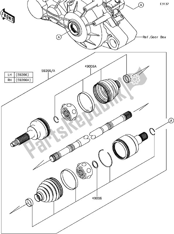 Todas as partes de D-3 Drive Shaft-rear do Kawasaki KAF 1000 Mule Pro-dx EPS Diesel 2017