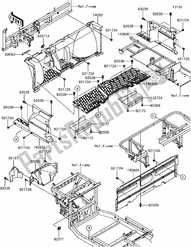 Toutes les pièces pour le E-6 Frame Fittings(front) du Kawasaki KAF 1000 Mule Pro-dx EPS Diesel 2017