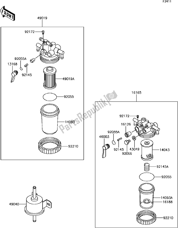 Tutte le parti per il F-10fuel Filter del Kawasaki KAF 1000 Mule Pro-dx EPS Diesel 2017