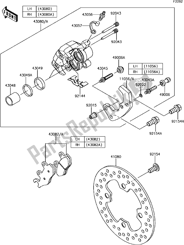 Todas as partes de F-6 Front Brake do Kawasaki KAF 1000 Mule Pro-dx EPS Diesel 2017