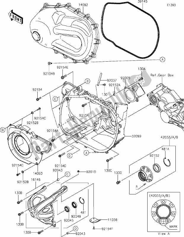 Alle onderdelen voor de 11 Converter Cover van de Kawasaki KAF 1000 Mule Pro-dxt 2021