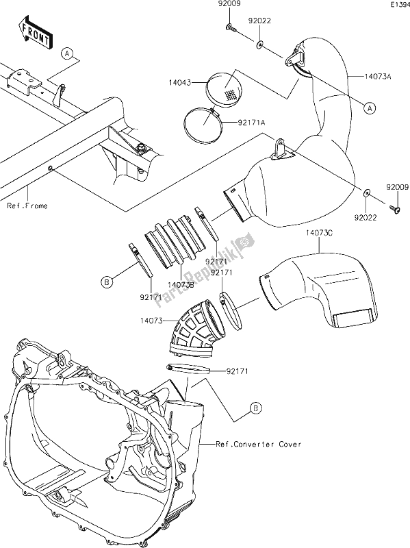 All parts for the 12 Air Cleaner-belt Converter of the Kawasaki KAF 1000 Mule Pro-dxt 2021