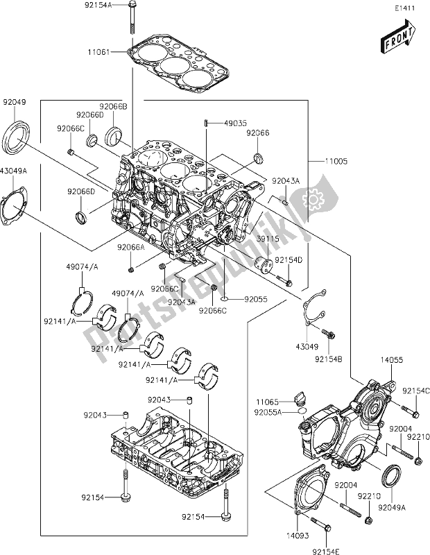 All parts for the 13 Crankcase of the Kawasaki KAF 1000 Mule Pro-dxt 2021