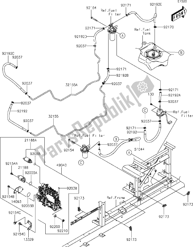 Alle onderdelen voor de 15 Fuel Pump van de Kawasaki KAF 1000 Mule Pro-dxt 2021