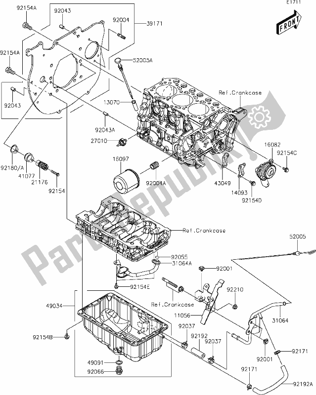 Toutes les pièces pour le 17 Oil Pan/oil Filter du Kawasaki KAF 1000 Mule Pro-dxt 2021