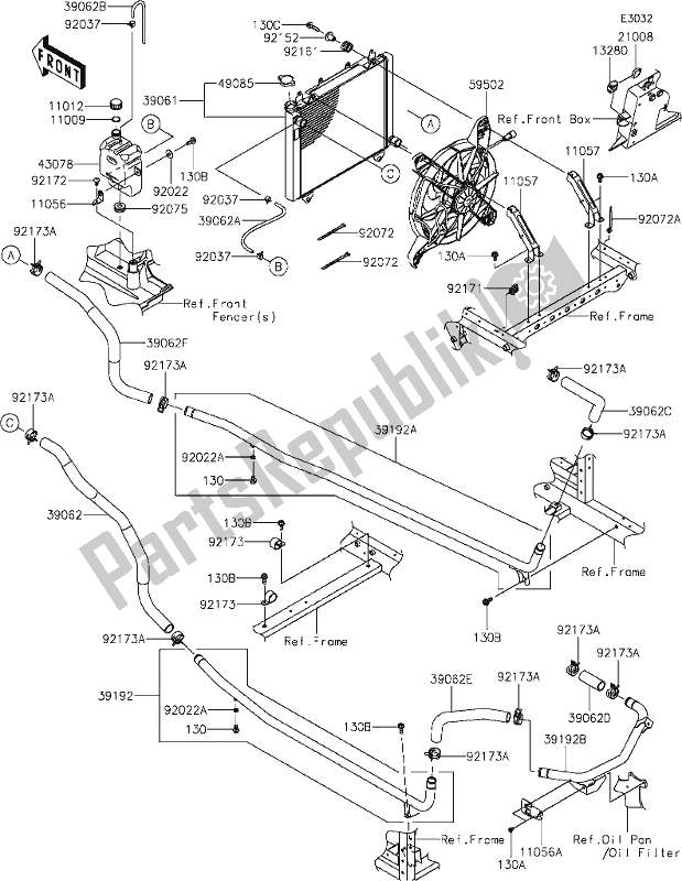 All parts for the 21 Radiator of the Kawasaki KAF 1000 Mule Pro-dxt 2021