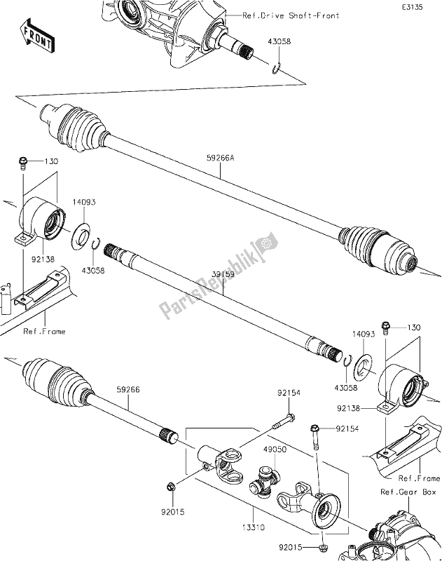 All parts for the 22 Drive Shaft-propeller of the Kawasaki KAF 1000 Mule Pro-dxt 2021