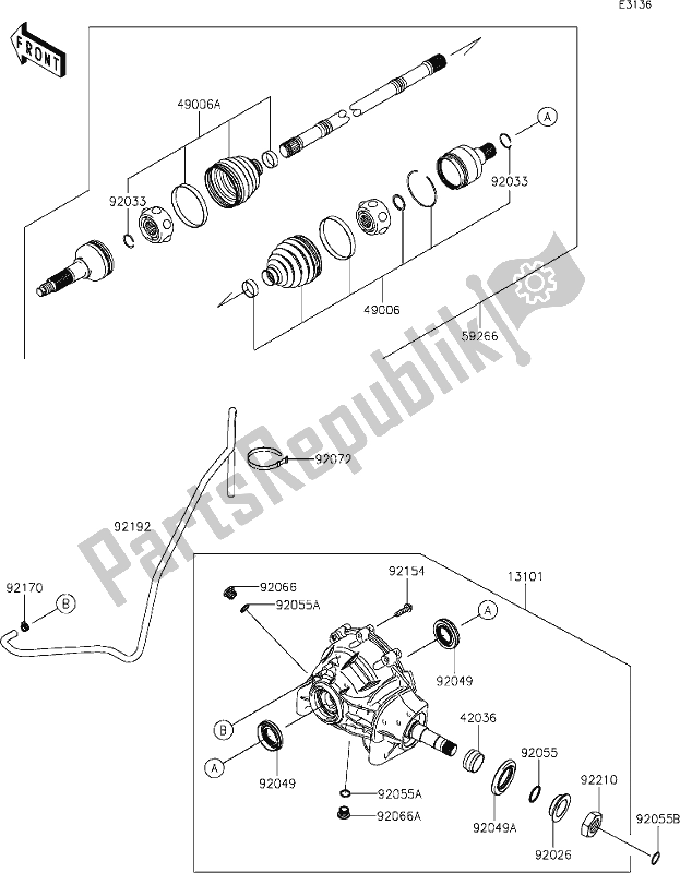 All parts for the 23 Drive Shaft-front of the Kawasaki KAF 1000 Mule Pro-dxt 2021