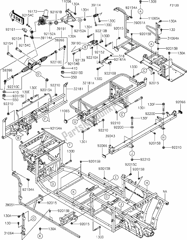 All parts for the 26-1frame of the Kawasaki KAF 1000 Mule Pro-dxt 2021