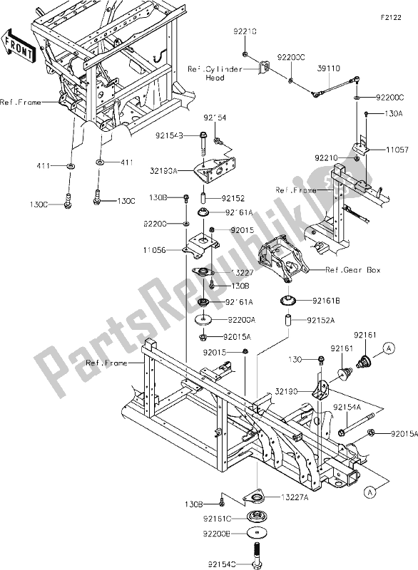 Wszystkie części do 27 Engine Mount Kawasaki KAF 1000 Mule Pro-dxt 2021