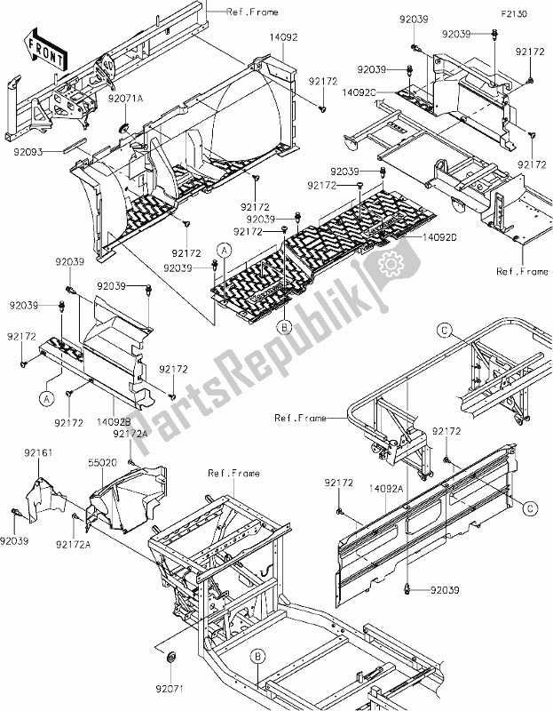 Toutes les pièces pour le 28 Frame Fittings(front) du Kawasaki KAF 1000 Mule Pro-dxt 2021