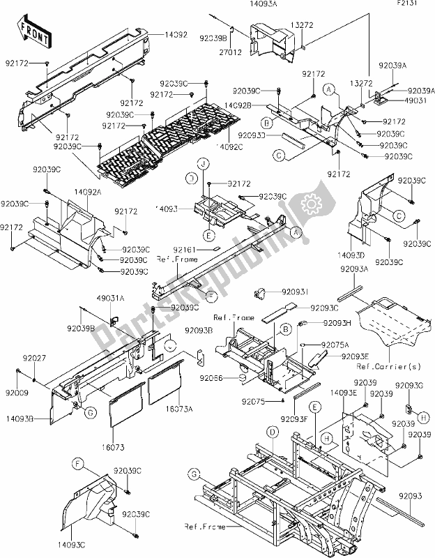 All parts for the 29 Frame Fittings(rear) of the Kawasaki KAF 1000 Mule Pro-dxt 2021