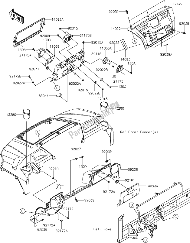 All parts for the 30 Front Box of the Kawasaki KAF 1000 Mule Pro-dxt 2021