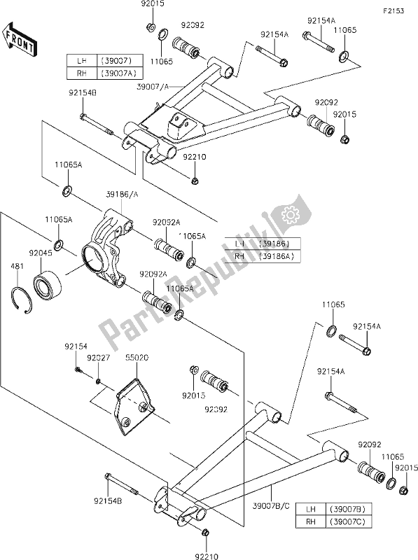 All parts for the 32 Rear Suspension of the Kawasaki KAF 1000 Mule Pro-dxt 2021