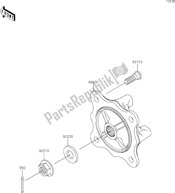 All parts for the 35 Front Hubs/brakes of the Kawasaki KAF 1000 Mule Pro-dxt 2021