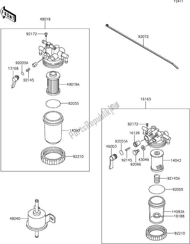 Alle onderdelen voor de 44 Fuel Filter van de Kawasaki KAF 1000 Mule Pro-dxt 2021