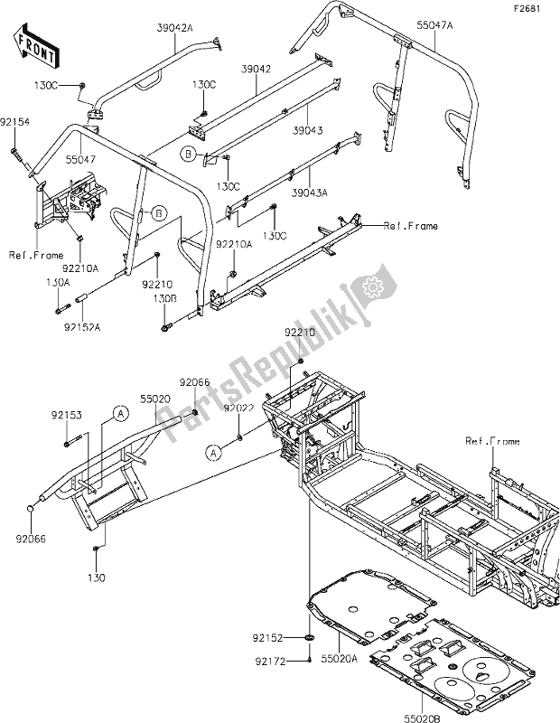 All parts for the 50 Guards/cab Frame of the Kawasaki KAF 1000 Mule Pro-dxt 2021