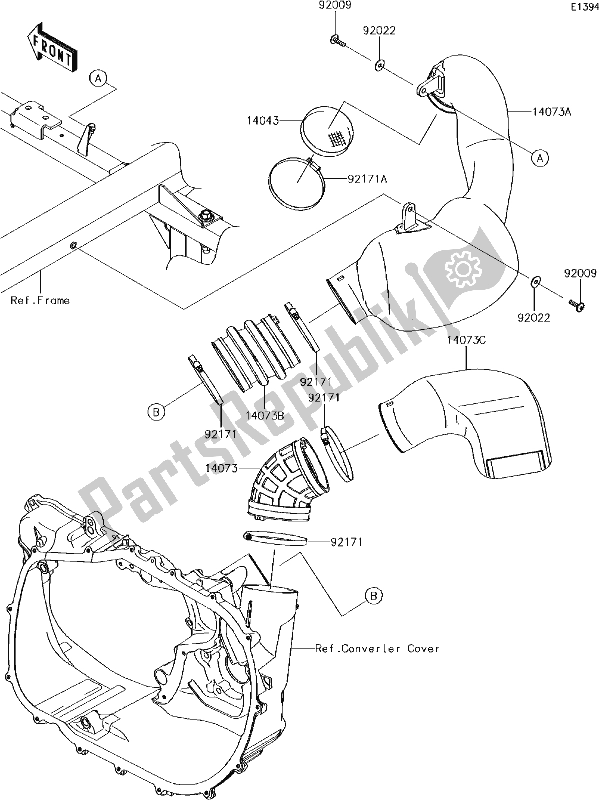 Tutte le parti per il 12 Air Cleaner-belt Converter del Kawasaki KAF 1000 Mule Pro-dxt EPS 2017