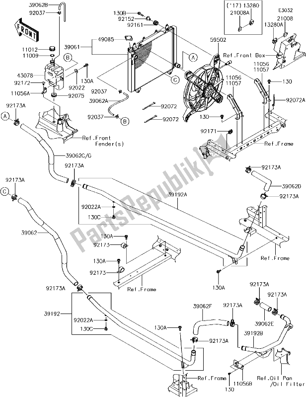 Tutte le parti per il 21 Radiator del Kawasaki KAF 1000 Mule Pro-dxt EPS 2017