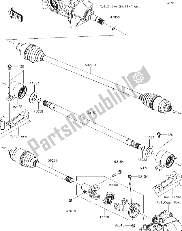 Tutte le parti per il 22 Drive Shaft-propeller del Kawasaki KAF 1000 Mule Pro-dxt EPS 2017