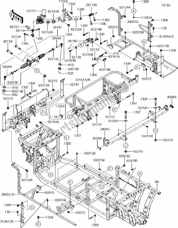 All parts for the 26 Frame of the Kawasaki KAF 1000 Mule Pro-dxt EPS 2017