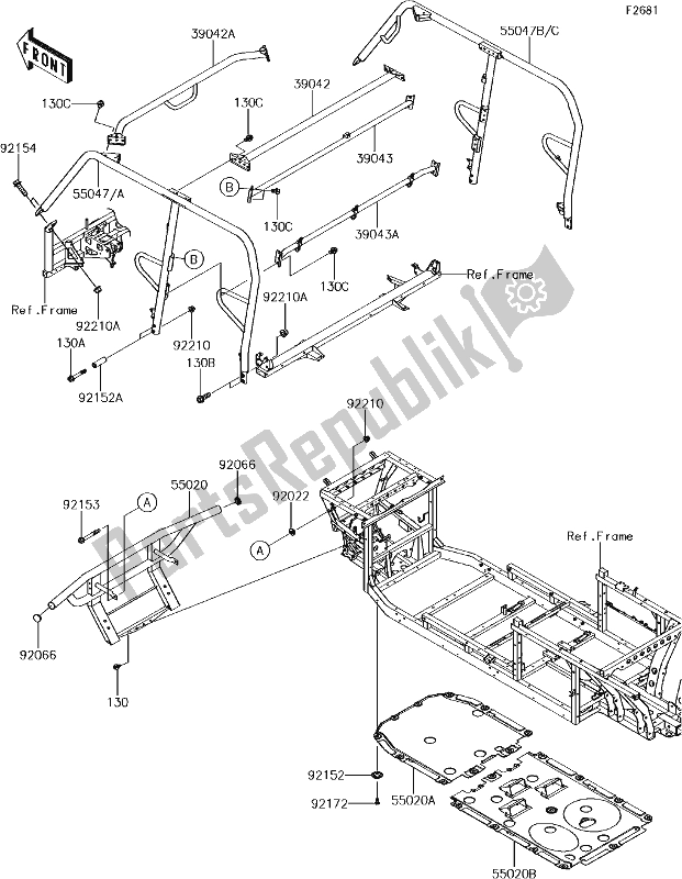 Tutte le parti per il 51 Guards/cab Frame del Kawasaki KAF 1000 Mule Pro-dxt EPS 2017