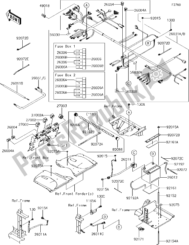 Tutte le parti per il 56 Chassis Electrical Equipment del Kawasaki KAF 1000 Mule Pro-dxt EPS 2017