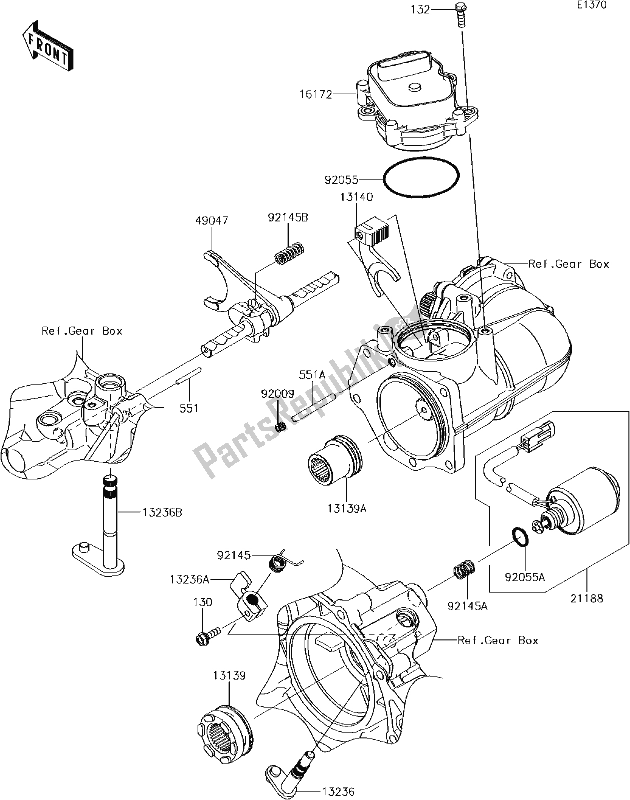 Todas las partes para 8 Gear Change Mechanism de Kawasaki KAF 1000 Mule Pro-dxt EPS 2017