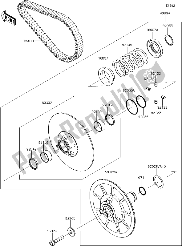 Todas as partes de 10 Driven Converter/drive Belt do Kawasaki KAF 1000 Mule Pro-dxt EPS 2018