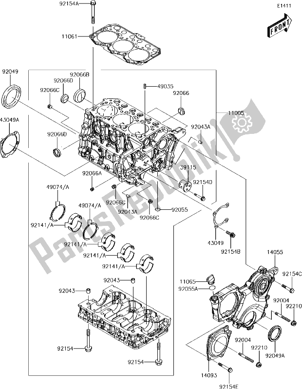 Todas as partes de 13 Crankcase do Kawasaki KAF 1000 Mule Pro-dxt EPS 2018