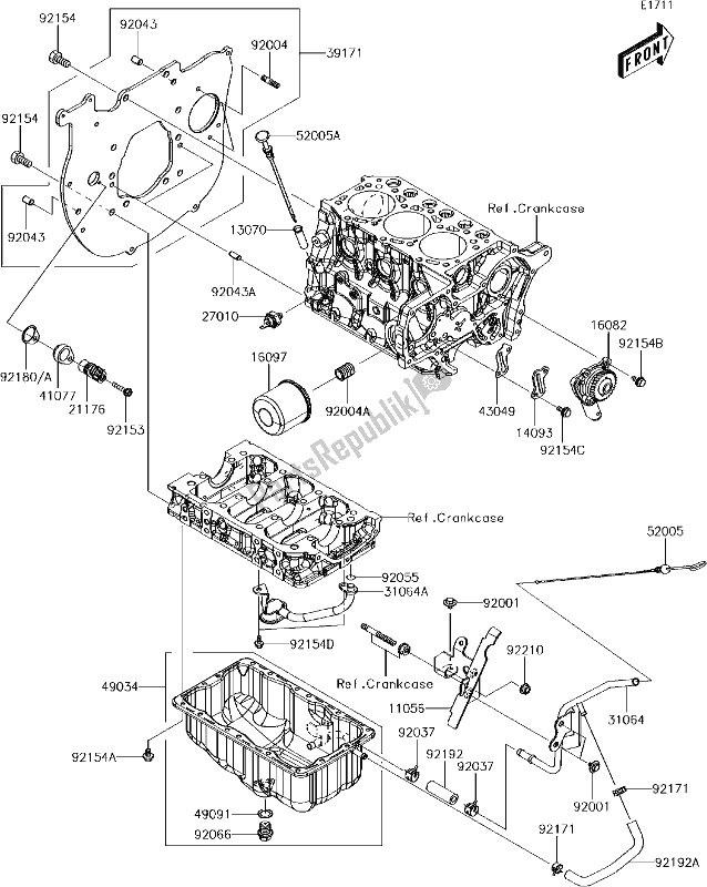 All parts for the 17 Oil Pan/oil Filter of the Kawasaki KAF 1000 Mule Pro-dxt EPS 2018