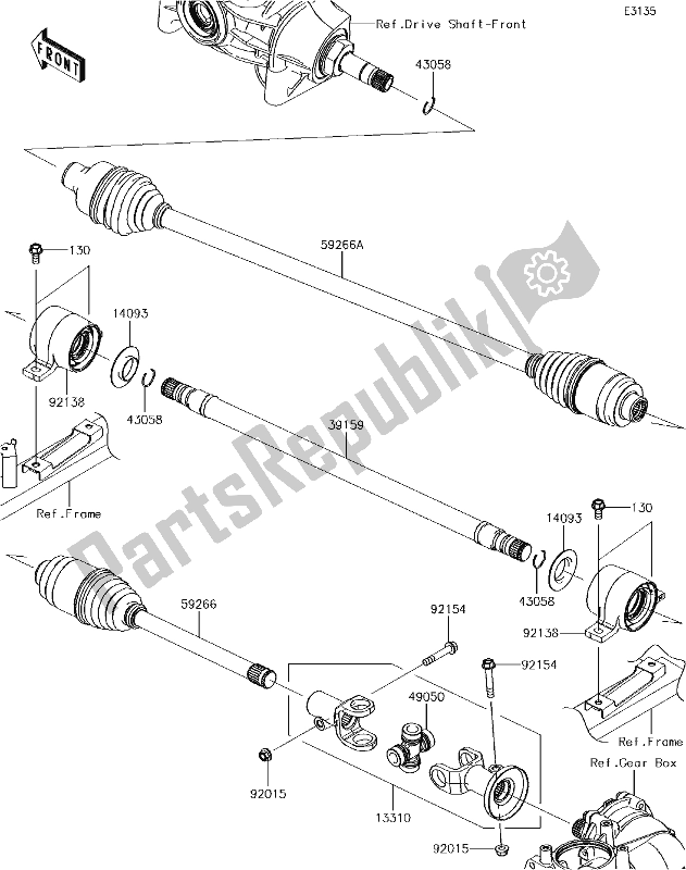 Toutes les pièces pour le 22 Drive Shaft-propeller du Kawasaki KAF 1000 Mule Pro-dxt EPS 2018