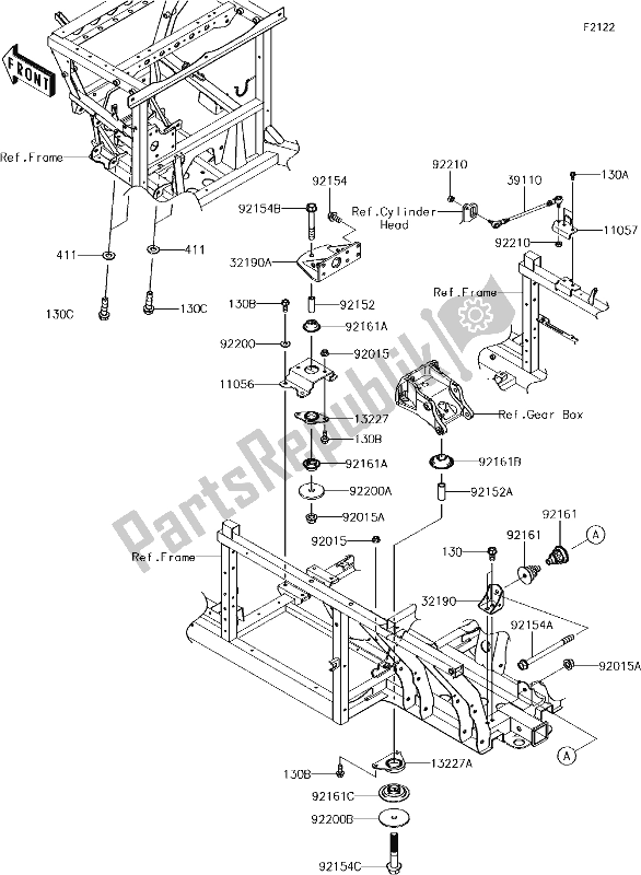 Tutte le parti per il 27 Engine Mount del Kawasaki KAF 1000 Mule Pro-dxt EPS 2018