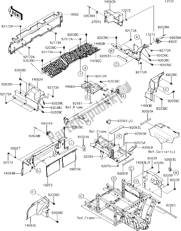 Alle onderdelen voor de 29 Frame Fittings(rear) van de Kawasaki KAF 1000 Mule Pro-dxt EPS 2018