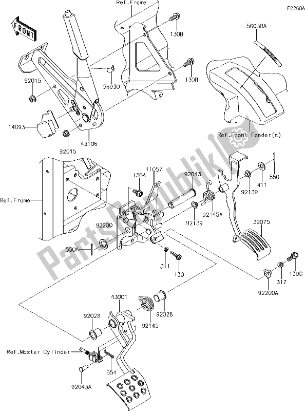 Toutes les pièces pour le 38 Brake Pedal/throttle Lever(bjf) du Kawasaki KAF 1000 Mule Pro-dxt EPS 2018