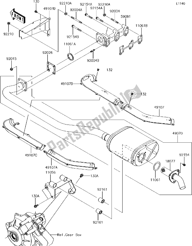 All parts for the 4 Muffler(s) of the Kawasaki KAF 1000 Mule Pro-dxt EPS 2018