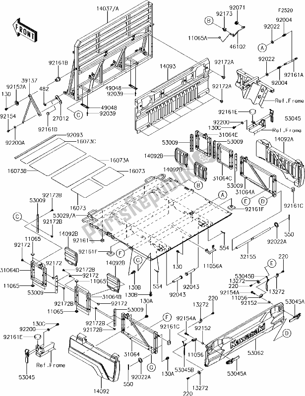 Alle onderdelen voor de 47 Carrier(s) van de Kawasaki KAF 1000 Mule Pro-dxt EPS 2018