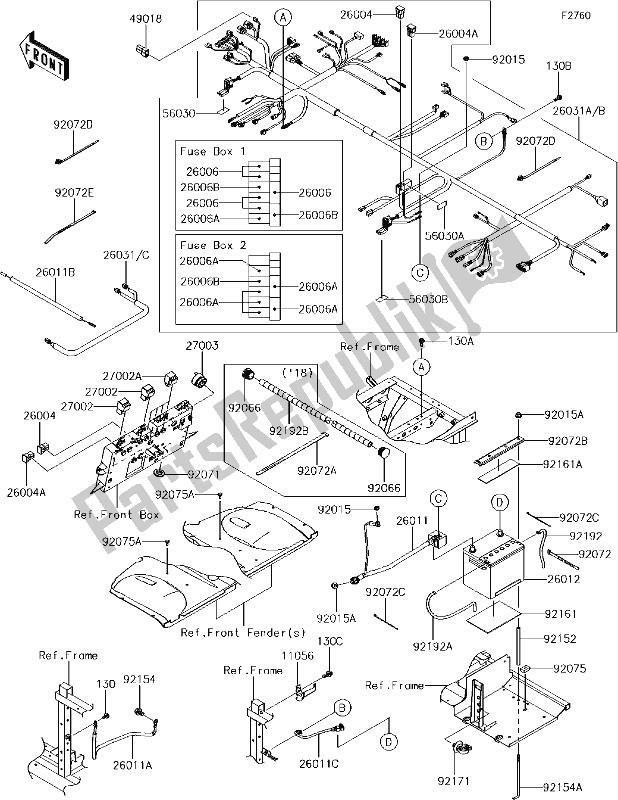 Toutes les pièces pour le 56 Chassis Electrical Equipment du Kawasaki KAF 1000 Mule Pro-dxt EPS 2018