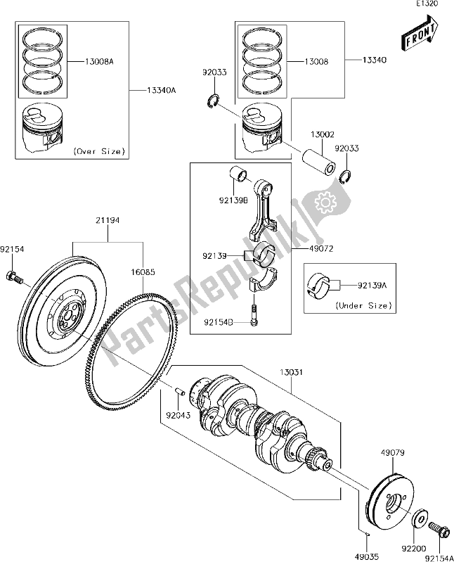 Toutes les pièces pour le 6 Crankshaft/piston(s) du Kawasaki KAF 1000 Mule Pro-dxt EPS 2018