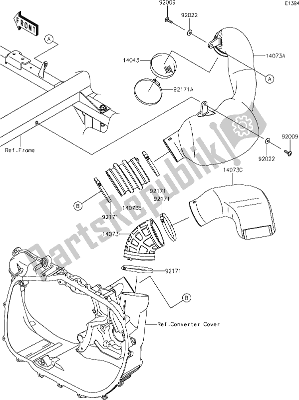 Alle onderdelen voor de 12 Air Cleaner-belt Converter van de Kawasaki KAF 1000 Mule Pro-dxt EPS 2019