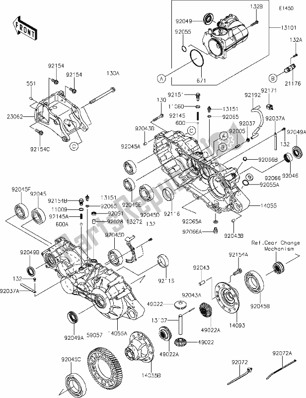 Todas las partes para 14 Gear Box de Kawasaki KAF 1000 Mule Pro-dxt EPS 2019