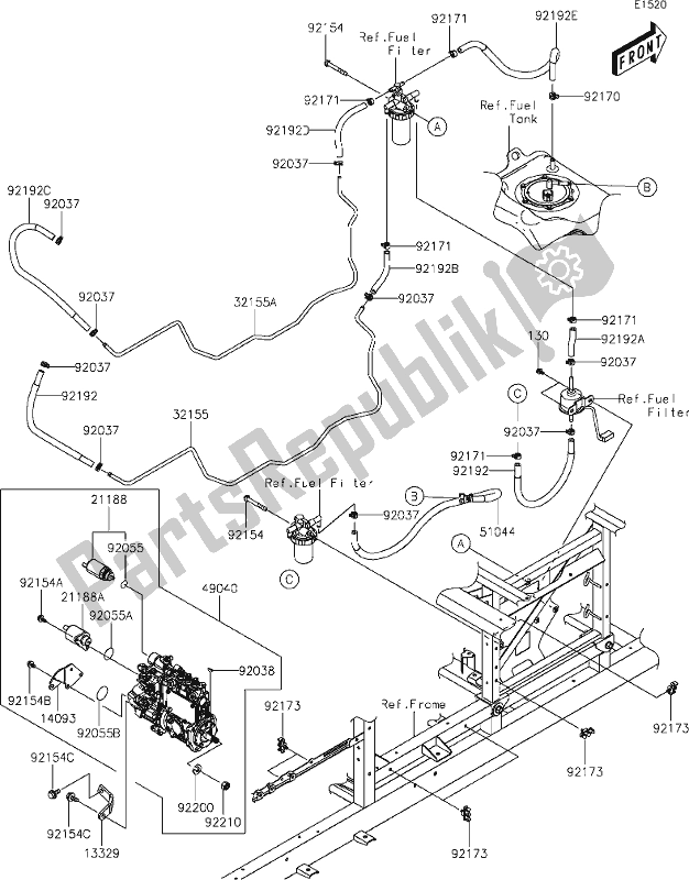 Alle onderdelen voor de 15 Fuel Pump van de Kawasaki KAF 1000 Mule Pro-dxt EPS 2019