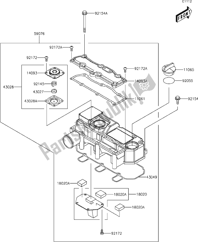 All parts for the 2 Cylinder Head Cover of the Kawasaki KAF 1000 Mule Pro-dxt EPS 2019